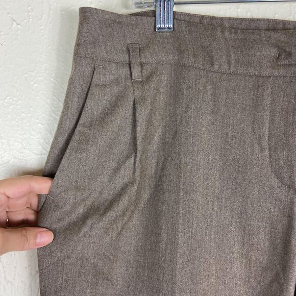 Max Mara Weekend Pleated Pants Sz L 46 Light Brown Stretch Wool Tapered Trousers - Picture 3 of 12